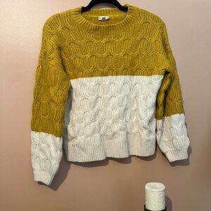Hem & Thread Mustard and Cream Sweater Size S